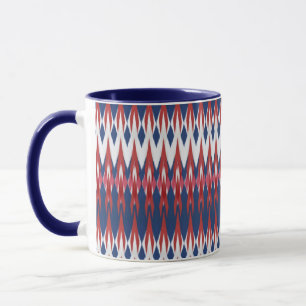 Argyle Pattern White Blue Red Ikat Technique      Mug