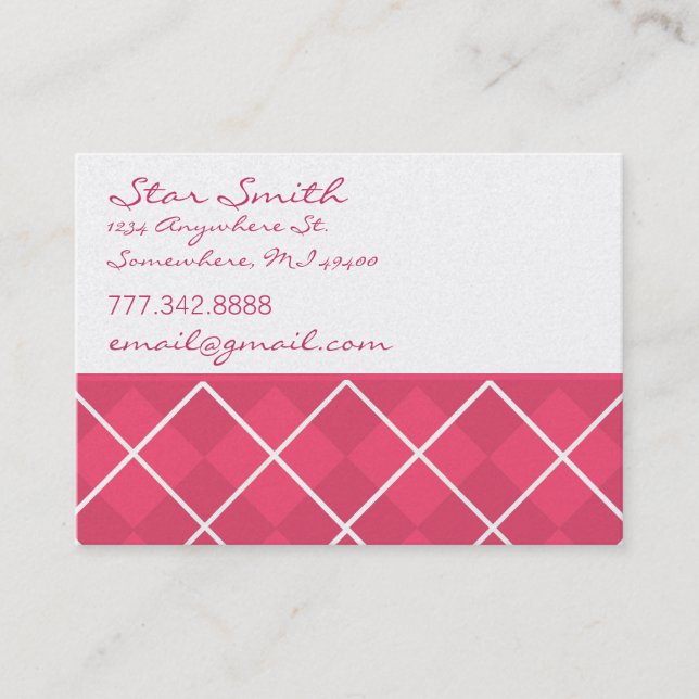 Argyle Pink and  Raspberry Business Card (Front)