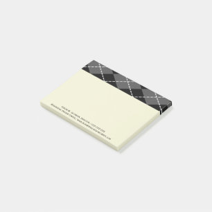 Argyle Plaid Black Grey Pattern Simple Men's Post-it Notes