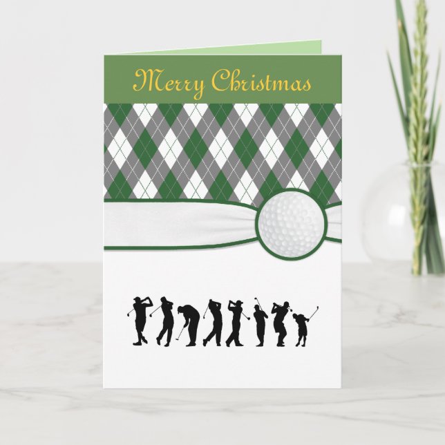 Argyle plaid Christmas card.. Holiday Card (Front)
