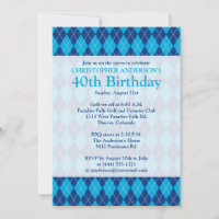 Argyle Plaid Navy Blue Golf 40th Birthday