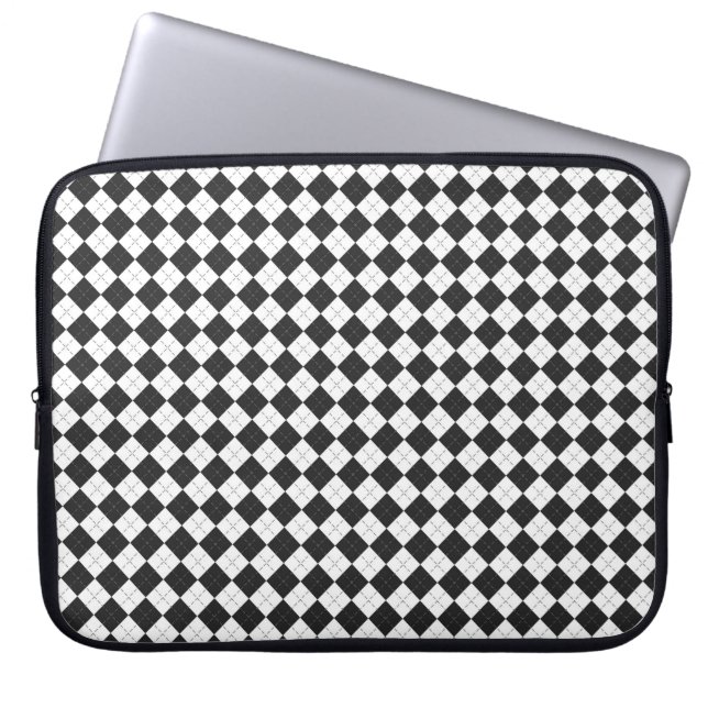 Argyle plaid. Scottish pattern in white and black  Laptop Sleeve (Front)