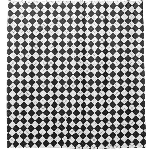 Argyle plaid. Scottish pattern in white and black  Shower Curtain (Front)