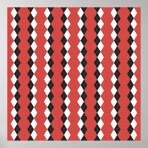 Argyle plaid. Scottish pattern in white, black an Poster