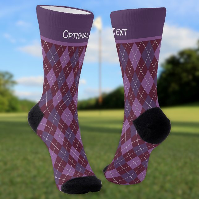 Argyle Plum & Maroon Diamonds Pattern - your text Socks (Creator Uploaded)
