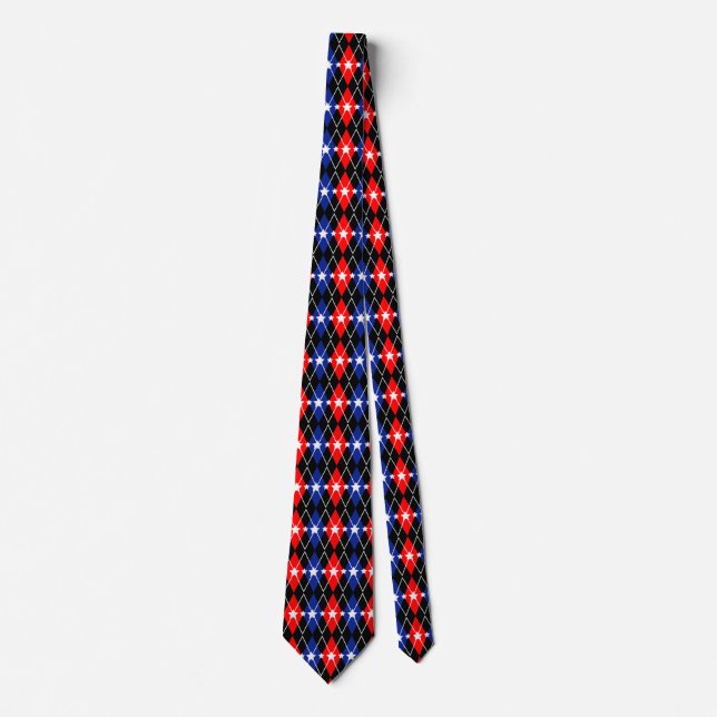 Argyle Red, White, and Blue Tie (Front)