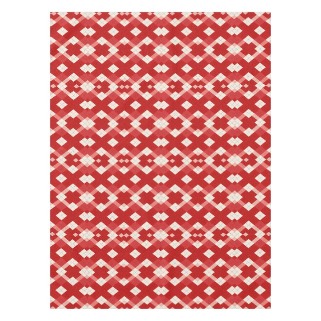 Argyle, red white pink Valentine's day  Tablecloth (Front)
