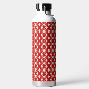 Argyle, red white pink Valentine's day  Water Bottle