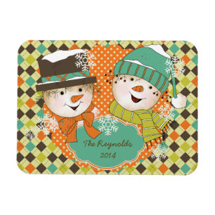 Argyle Snowmen Holiday 2 Personalised Flexi Magnet