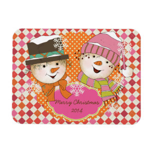 Argyle Snowmen Holiday Personalised Flexi Magnet