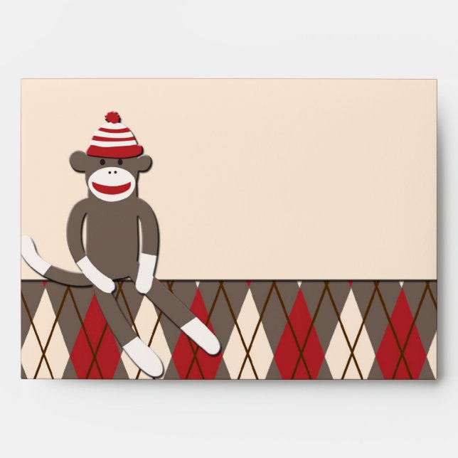 Argyle Sock Monkey Envelope (Front)
