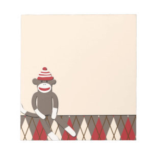 Argyle Sock Monkey Notepad