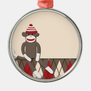 Argyle Sock Monkey Ornament