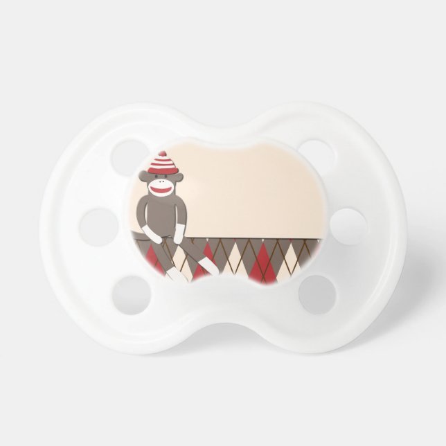 Argyle Sock Monkey Pacifier (Front)