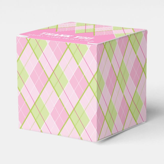 Argyle style pink ladies thank you golf gift box (Front Side)
