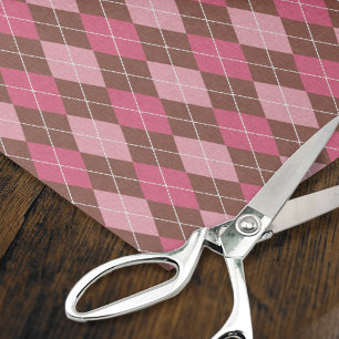 Argyle Style Pink on Brown Vintage Knit Decoupage Tissue Paper
