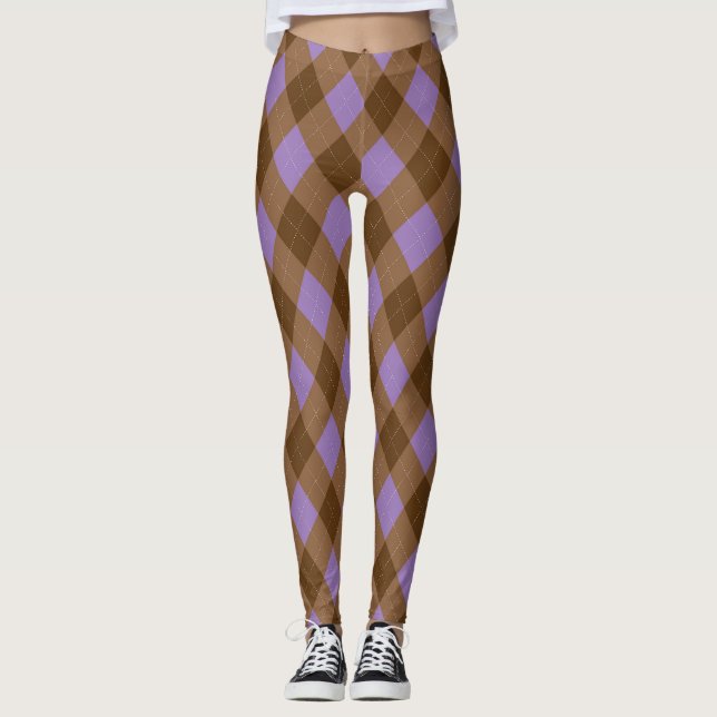 Argyle Style Plaid Leggings (Front)