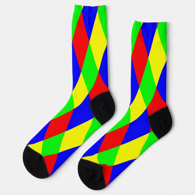 Argyle Type Green Red and Yellow Socks (Left)