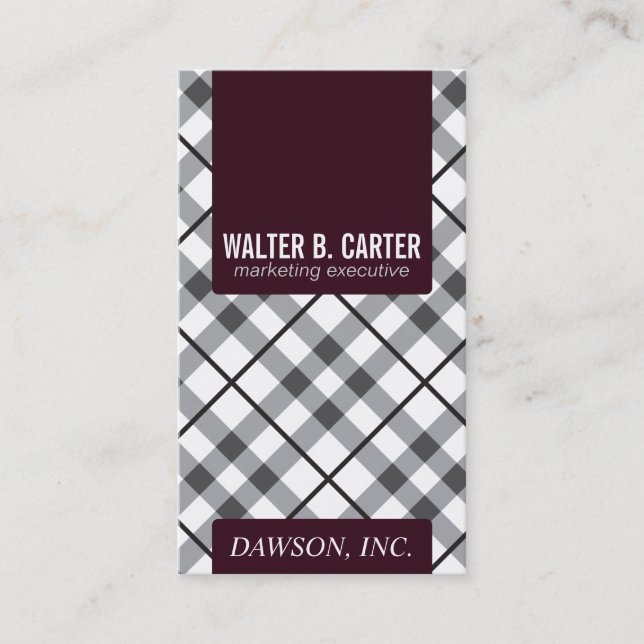 Argyle Vertical (Cardinal Red) Business Card (Front)