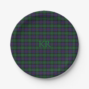 Argyll District Tartan with monogram / name Paper Plate