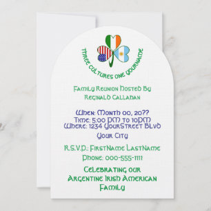 Arhentinr Irish USA Flag Shamrock Personal Reunion Invitation