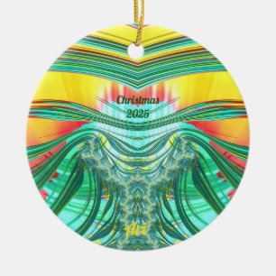 ARI ~ 3D CHRISTMAS Red Green Yellow 2025 Ceramic Tree Decoration