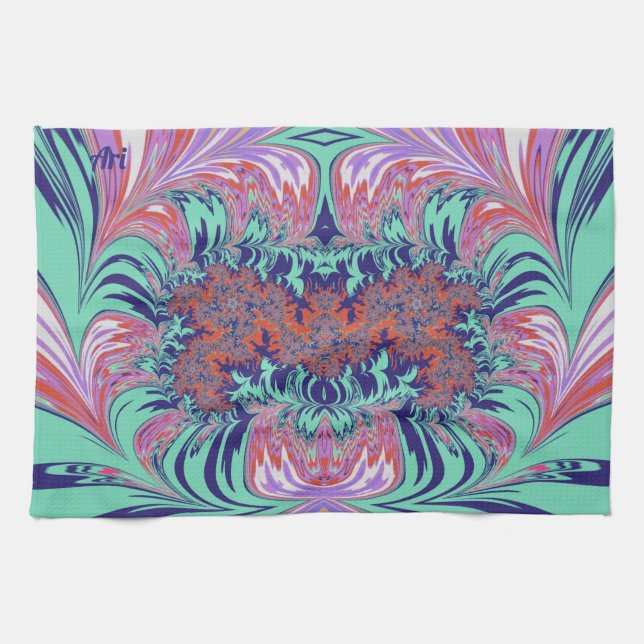 ARI ~ Blue Green Red Purple ~ 3D ~  Tea Towel (Horizontal)