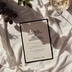 Aria   Black and Beige Minimal Elegant Wedding  Invitation