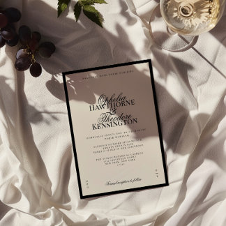 Aria | Black and Beige Minimal Elegant Wedding Invitation