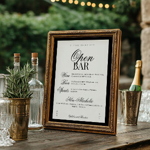 Aria Black Beige Elegant Wedding Bar Sign