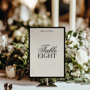 Aria Black Beige Elegant Wedding Table Number