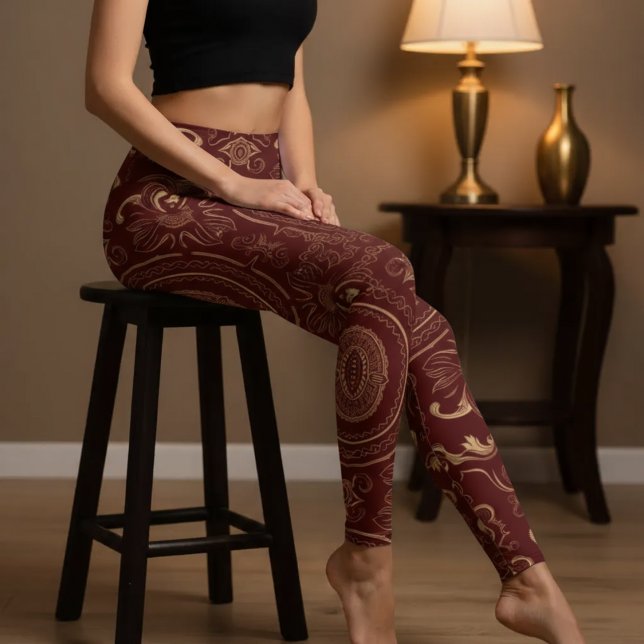 Aria Grace Crimson Lotus Mandala Latin Heritage Leggings (Creator Uploaded)