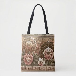 Aria Grace Earth & Spirit Geometric Sun & Mandala Tote Bag