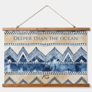 Aria Grace Indigo Sands Tribal Stripe Pattern Hanging Tapestry