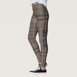 Aria Grace Urban Copper Grid Plaid Pattern RUN DMC Leggings