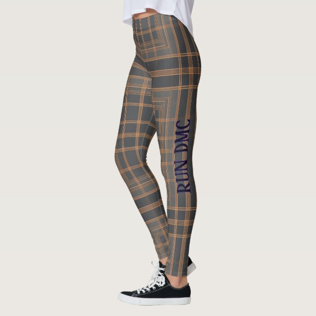 Aria Grace Urban Copper Grid Plaid Pattern RUN DMC Leggings (Left)