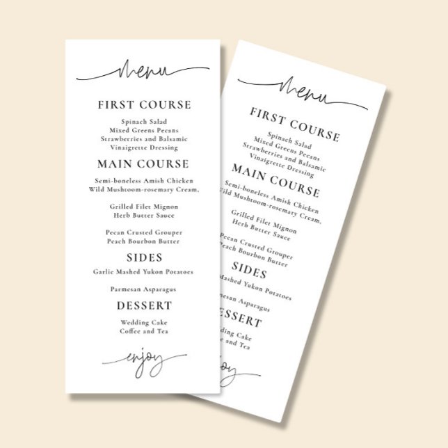 ARIA Minimalist Wedding Reception Menu Card (Creator Uploaded)