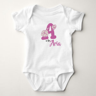 Aria Name Baby Outfit Letter A Romper Floral Bodysuit