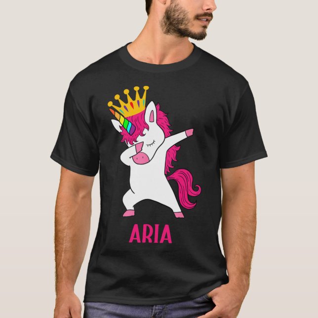 ARIA Personalised Dabbing Unicorn Queen T-Shirt (Front)