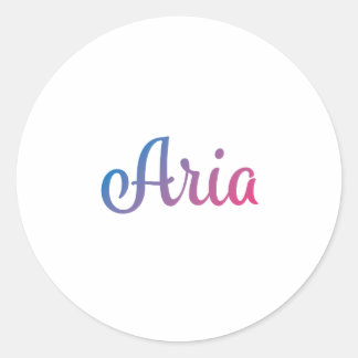 Aria Stylish Cursive Classic Round Sticker