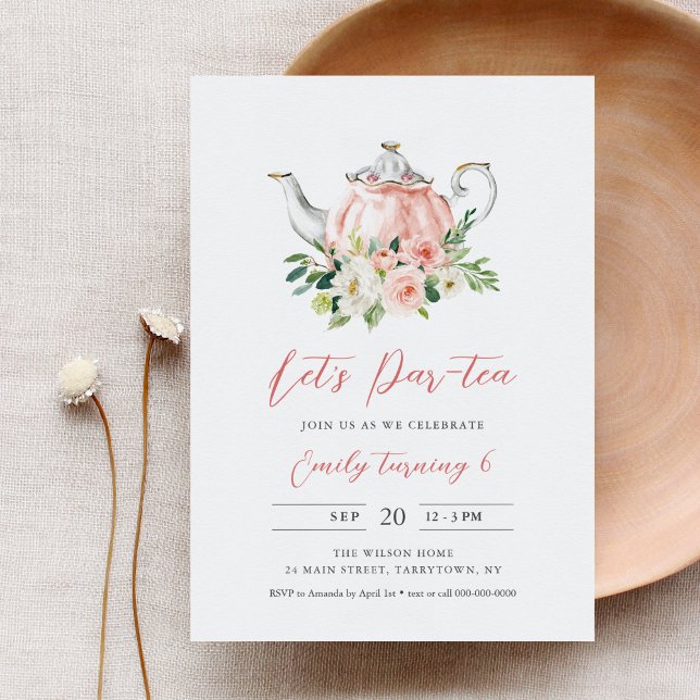 ARIA Tea Party Birthday Invitation - Pink (Creator Uploaded)