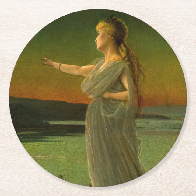 Ariadne at Naxos John Atkinson Grimshaw  Round Paper Coaster (Front)