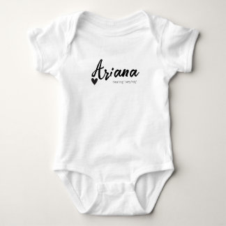 Ariana Name Reveal Meaning Minimal Modern Black Baby Bodysuit