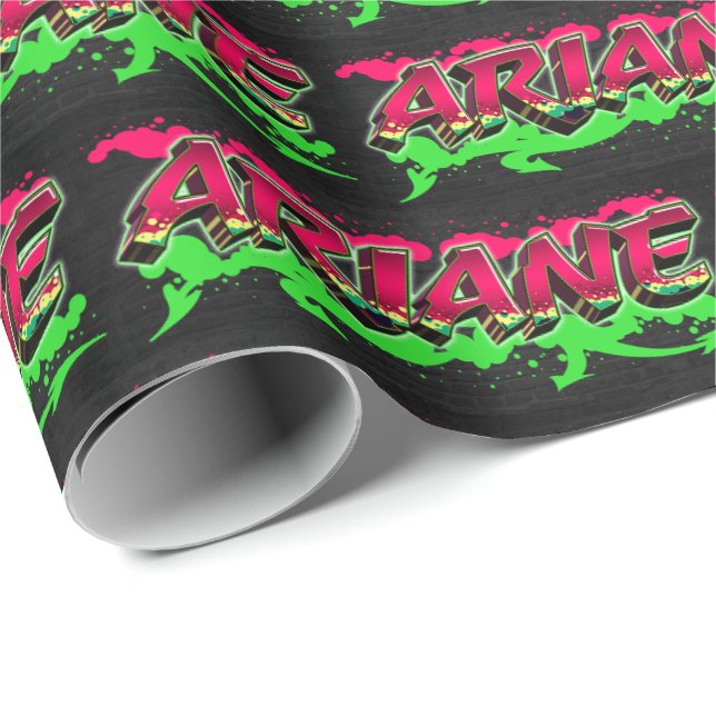 Ariane first name name graffiti red green wrapping paper (Roll Corner)