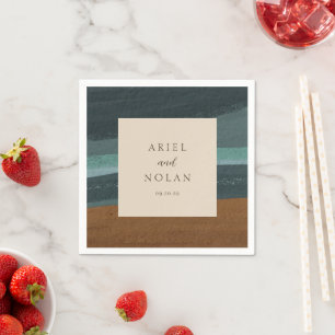 Ariel Abstract Coastal 2 Modern Wedding Napkin