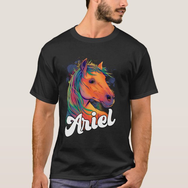 Ariel - Cute Boy Name With Beautiful Horse T-Shirt (Front)