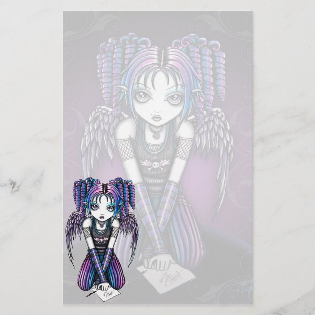 "Ariel" Cute Emo Angel Art Stationery (Front)