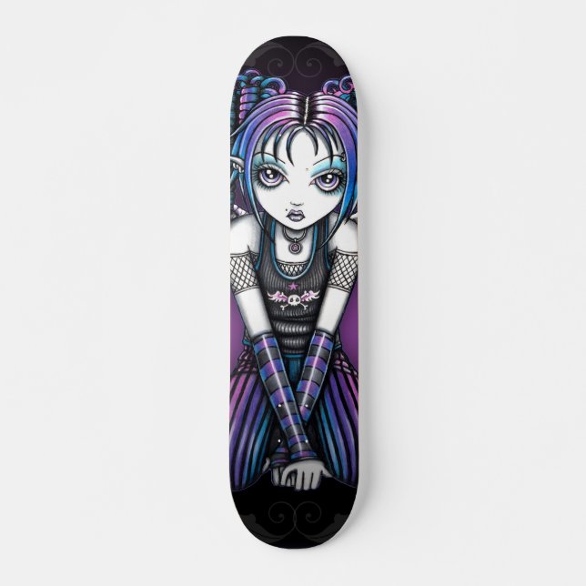 Ariel Gothic Big Eyed Emo Angel Skateboard (Front)
