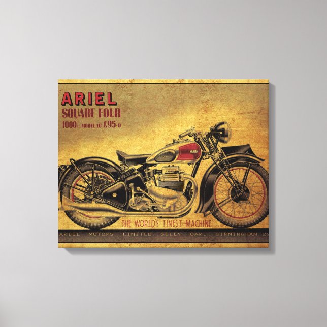 Ariel Square Four vintage motorcycle Canvas Print (Front)