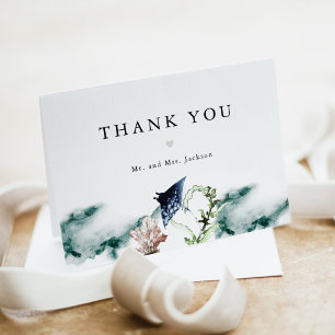 ARIEL Tropical Beach Coral Ocean Manta Ray Thank You Card